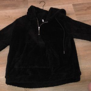 Cropped Back Sherpa Hoodie